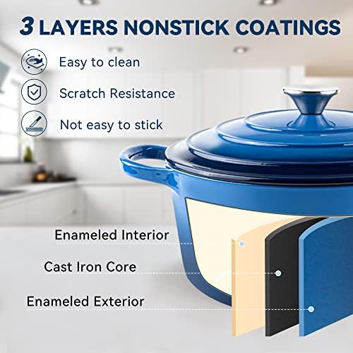 Miereirl 6 Qt Enameled Dutch Oven with Lid and Dual Handles