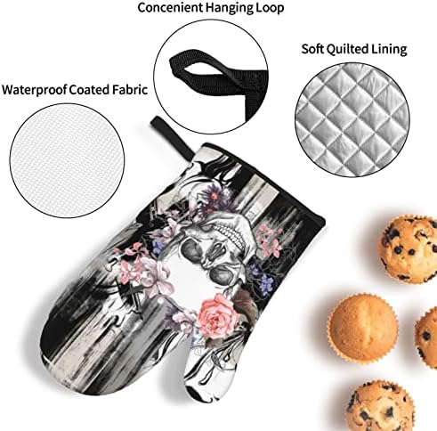 Gothic Skull Oven Mitts Heat Resistant Heat-Resistant Oven mitts