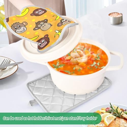 Dalzium Cute Monkeys Bananas Potholder Set of 2