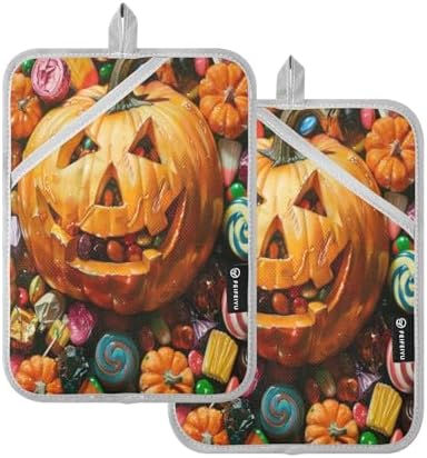 Halloween pumpkin pot holders 2-piece set