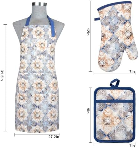 Hot Non-Slip Apron with Oven Mitts for Cooking Gifting