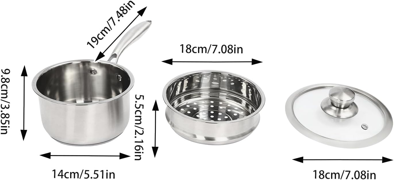 Stainless Steel Saucepan with Steamer for Cooking