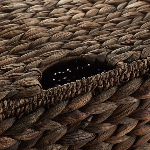 Casafield Set of 2 Water Hyacinth Rectangular Storage Baskets with Lids MediumLarge