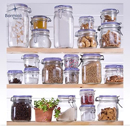 Bormioli Rocco Fido Square Jar with Blue Lid 675-Ounce Clear