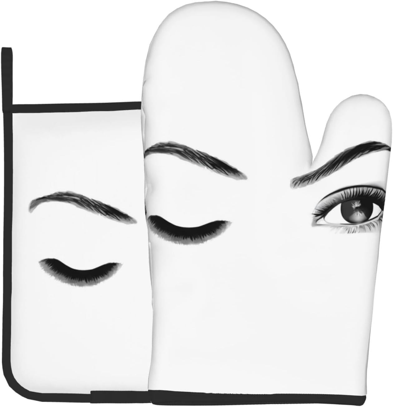 Eyelash Printed Oven Mitts and Pot Holders 2-Piece Set