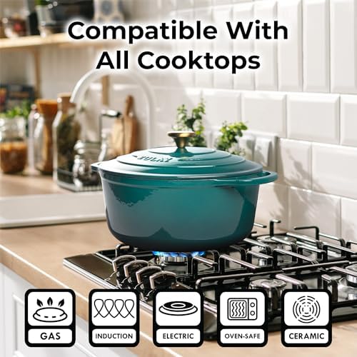 Zulay Kitchen 6 Quart Enameled Cast Iron Dutch Oven Premium Oven-Safe Perfect for Baking More