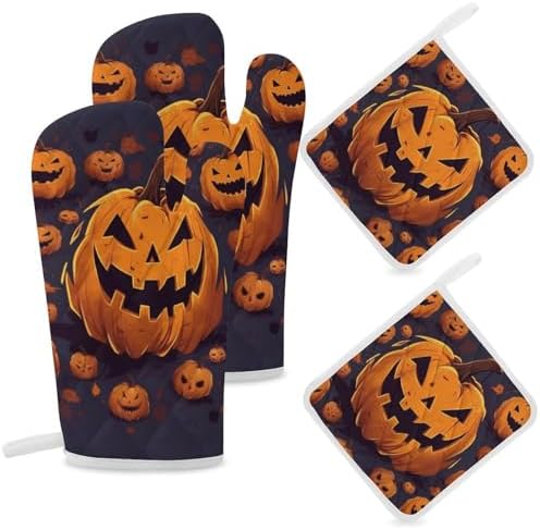 Halloween-Themed Warm Pumpkin Oven Mitts