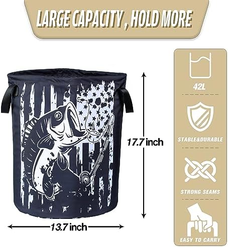 American Flag Bass Fish Laundry Basket
