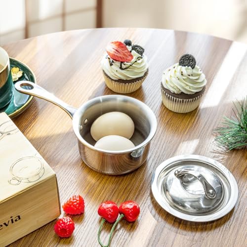 MACEVIA Mini Sauce Pan with Lid Stainless Steel for Home Kitchen