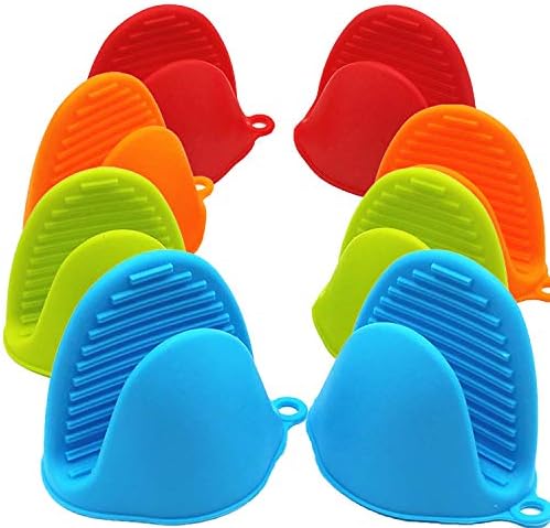 NEPAK 4 Pairs Silicone Oven Mitts - Heat-Resistant Potholders for Kitchen Use