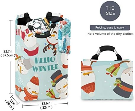 Hello Winter Cute Snowman Foldable Laundry Basket