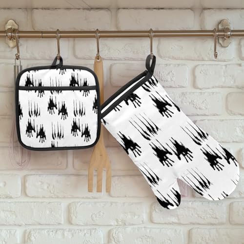 Halloween Skull Oven Mitts Pot Holders Set