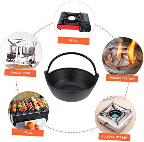 Thick Cast Iron Saucepan with Strainer Durable Stock Pot