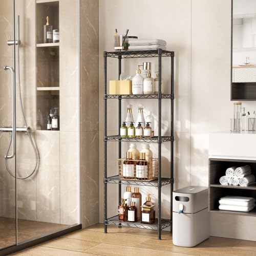 Adjustable 5-Tier Wire Shelf Metal Storage for Kitchen Bathroom