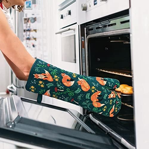 Heat-Resistant Kitchen Oven Mitts with Non-Slip Silicone Set of 2
