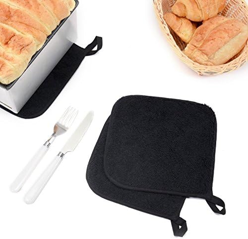 5 Black Cotton Potholders Heat Resistant