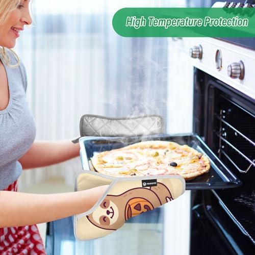 Halloween 2-Piece Cute Sloth Pot Holder Set for Kitchen Pockets Mitts