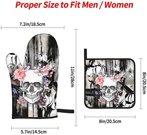 Gothic Skull Oven Mitts Heat Resistant Heat-Resistant Oven mitts