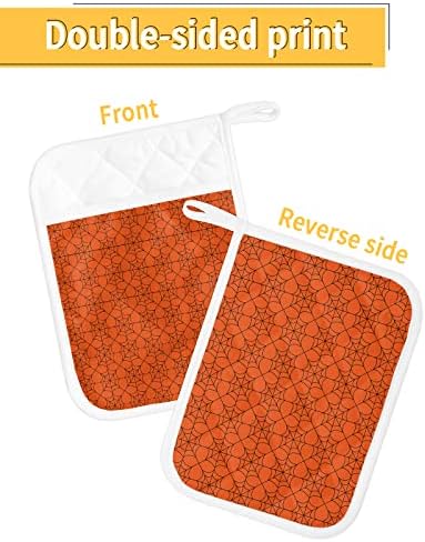 GEOMETRIC HALLOWEEN POT HOLDER SET - 5pcs Heat-Resistant Oven Mitts with Pocket