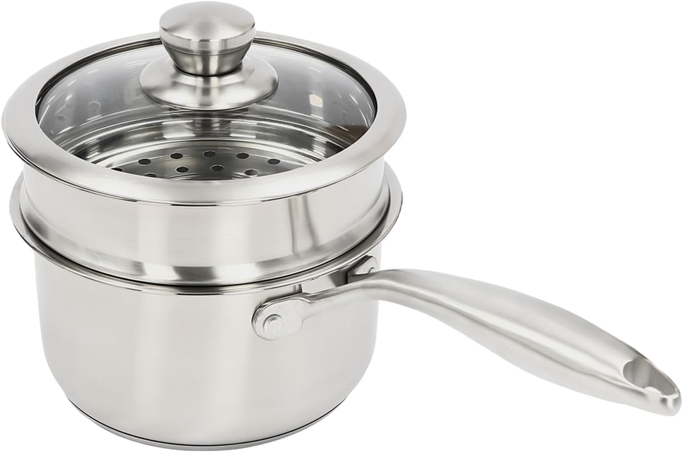 Stainless Steel Saucepan with Steamer for Cooking