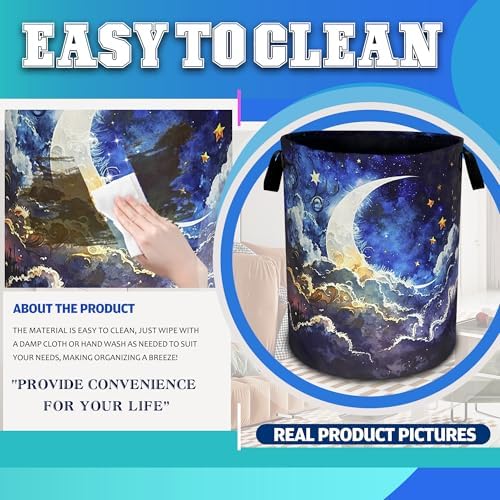Starry Sky Laundry Basket with Handle Foldable Oxford Fabric 189x165 Inch