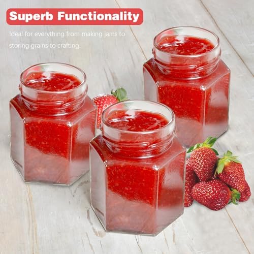 Glass Jam Jars with Screw Top Lids 280ml 12 Pack