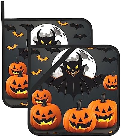 CarXs Halloween Moon Bat Pumpkin Potholder Set