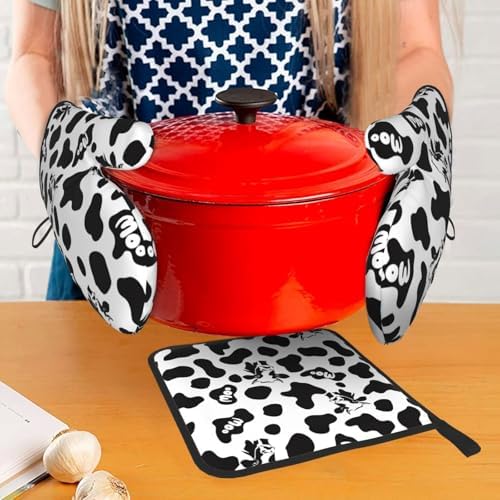 Cute Kitchen Design Heat-Resistant Oven Mitts Set of 3