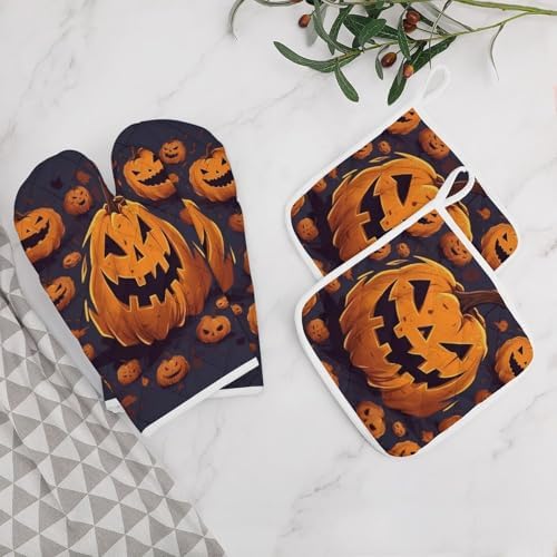 Halloween-Themed Warm Pumpkin Oven Mitts