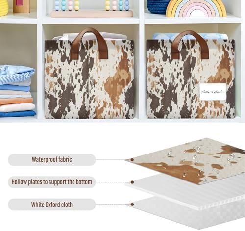Collapsible Cow Print Storage Basket Durable Waterproof for Home Office