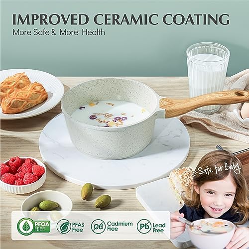 2 Quart Nonstick Ceramic Saucepan with Lid