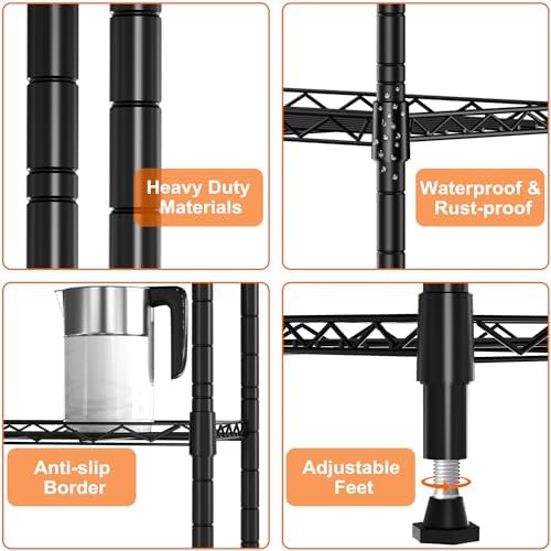 Strong HelperGIOTORENT 5-Tier Metal Shelf Black