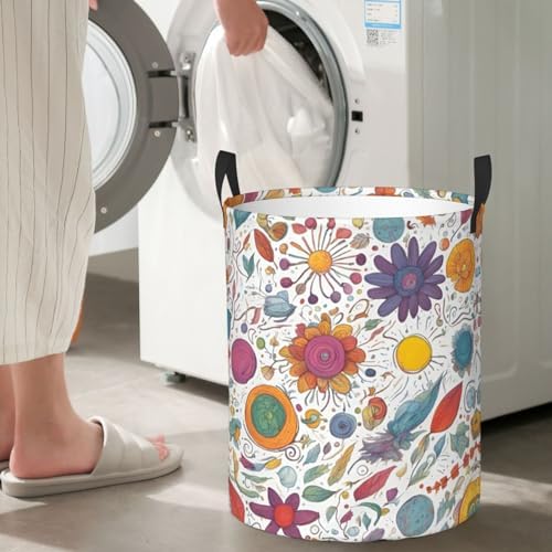 Colorful Feather Pattern Oxford Cloth Laundry Basket