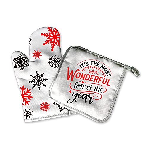 Handmade Christmas Potholder Oven Mitt Set