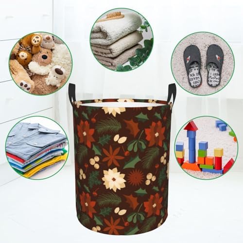 Waterproof Christmas Clothes Hamper with Handles for Laundry Room Bathroom Storage
