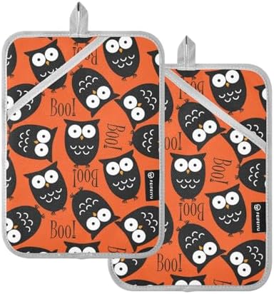Carving out your Halloween spirit with OURVII 2-Piece Owl Potholders