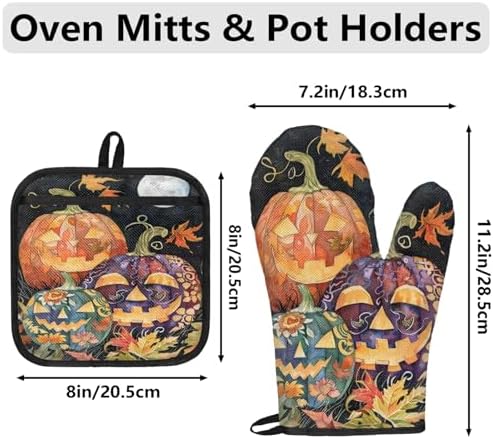 Halloween Unleashed 4-Piece Oven Mitts Potholders