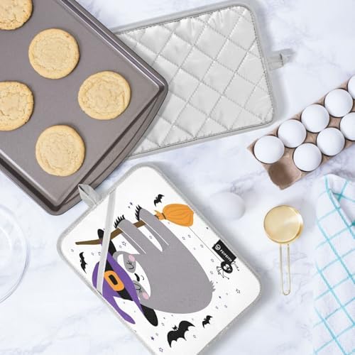 Halloween Sloth Potholders Heat-Resistant Fun Kitchen Pots - 2-Pack