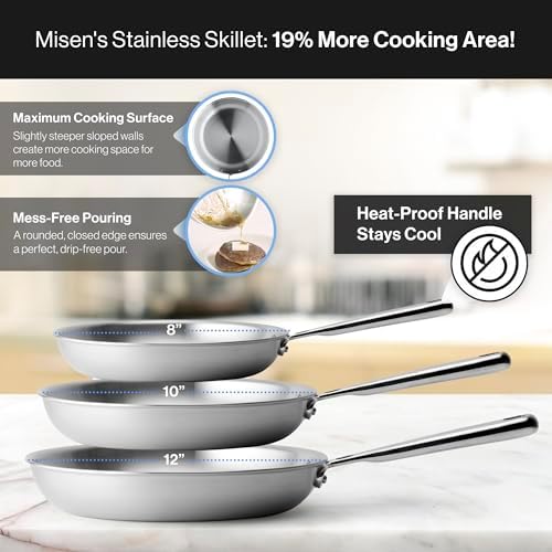 Misen 5-Ply Stainless Steel 12 Fry Pan induction oven ready