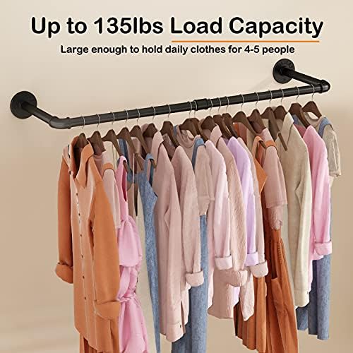 Wall Mounted Clothes Rack Industrial Pipe 384in Heavy Duty