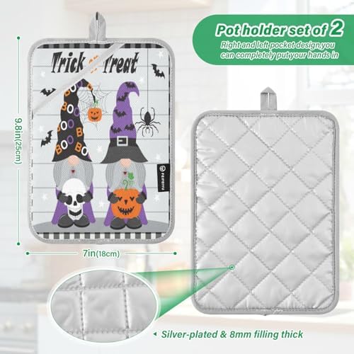 Trick-Orient-Treat Gnomes Heat-Resistant Pot Holder Set