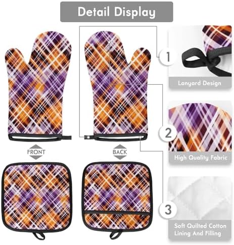 Halloween Lattice Halloween Oven Mitts Set of 2 Heat Resistant Kitchen Gloves