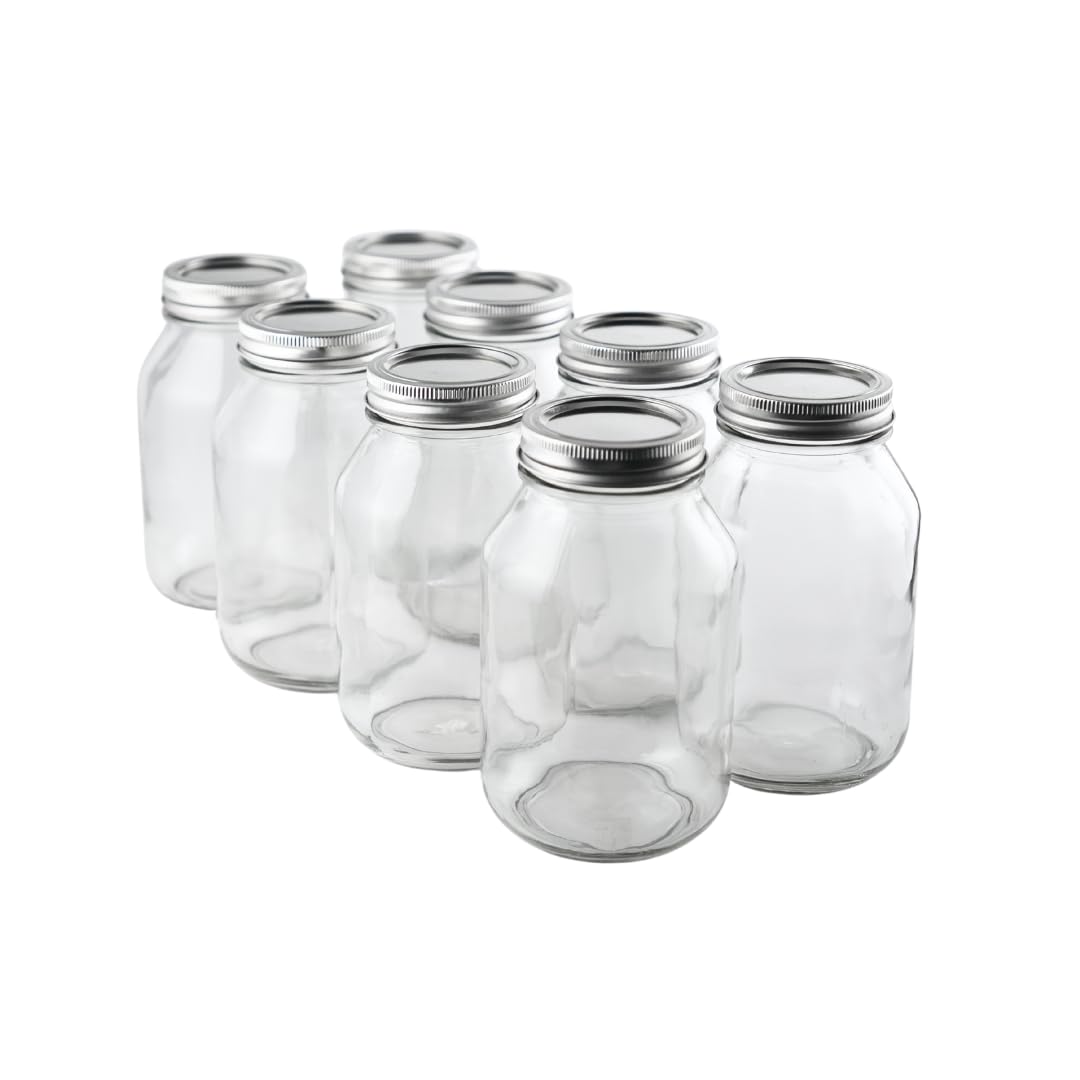 FastRack 32 oz Glass Jars with Airtight Lids - Pack of 8