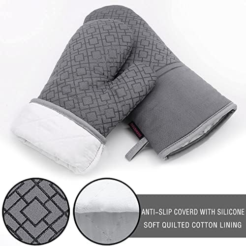 Safe Durable Oven Mitts Set for Cooking Baking
