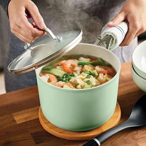 KitchenAid Hard Anodized Ceramic Nonstick Cookware Sauce Pan with Lid 3 Quart Pistachio