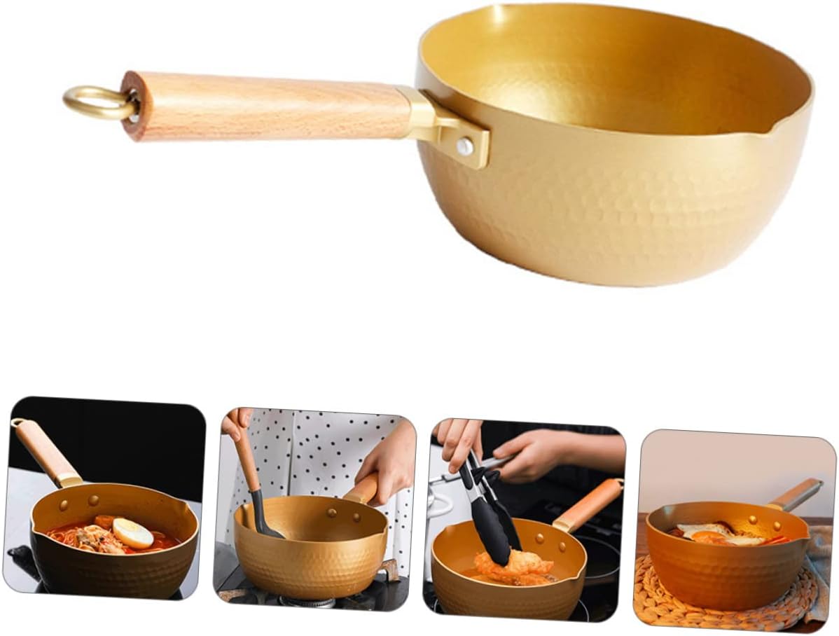 Japanese Style 18cm Gold Milk Pan with Ergonomic Handle