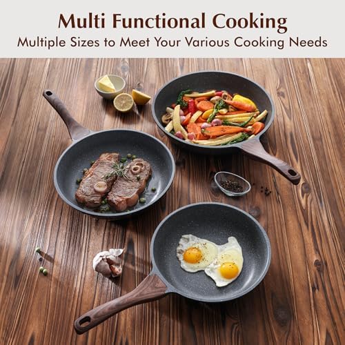 Safe Nonstick Granite Frying Pans Set