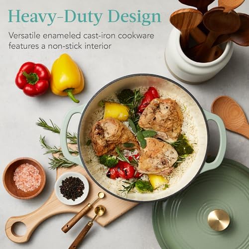 6 Quart Cast-Iron Dutch Oven Sage Green