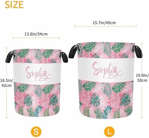 Personalized Laundromat tropical leaves pink hamper for Boys Girls