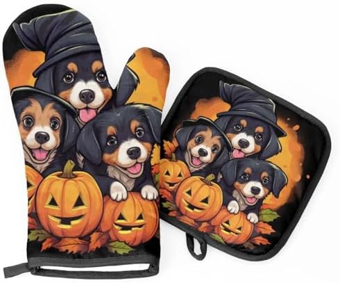 Halloween Pumpkins Oven Mitts Set of 2 for Dogs